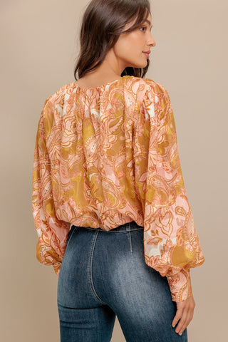 PAISLEY BREEZE  WOVEN JACQUARD TOP - By Baano