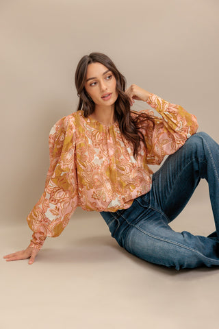 PAISLEY BREEZE  WOVEN JACQUARD TOP - By Baano