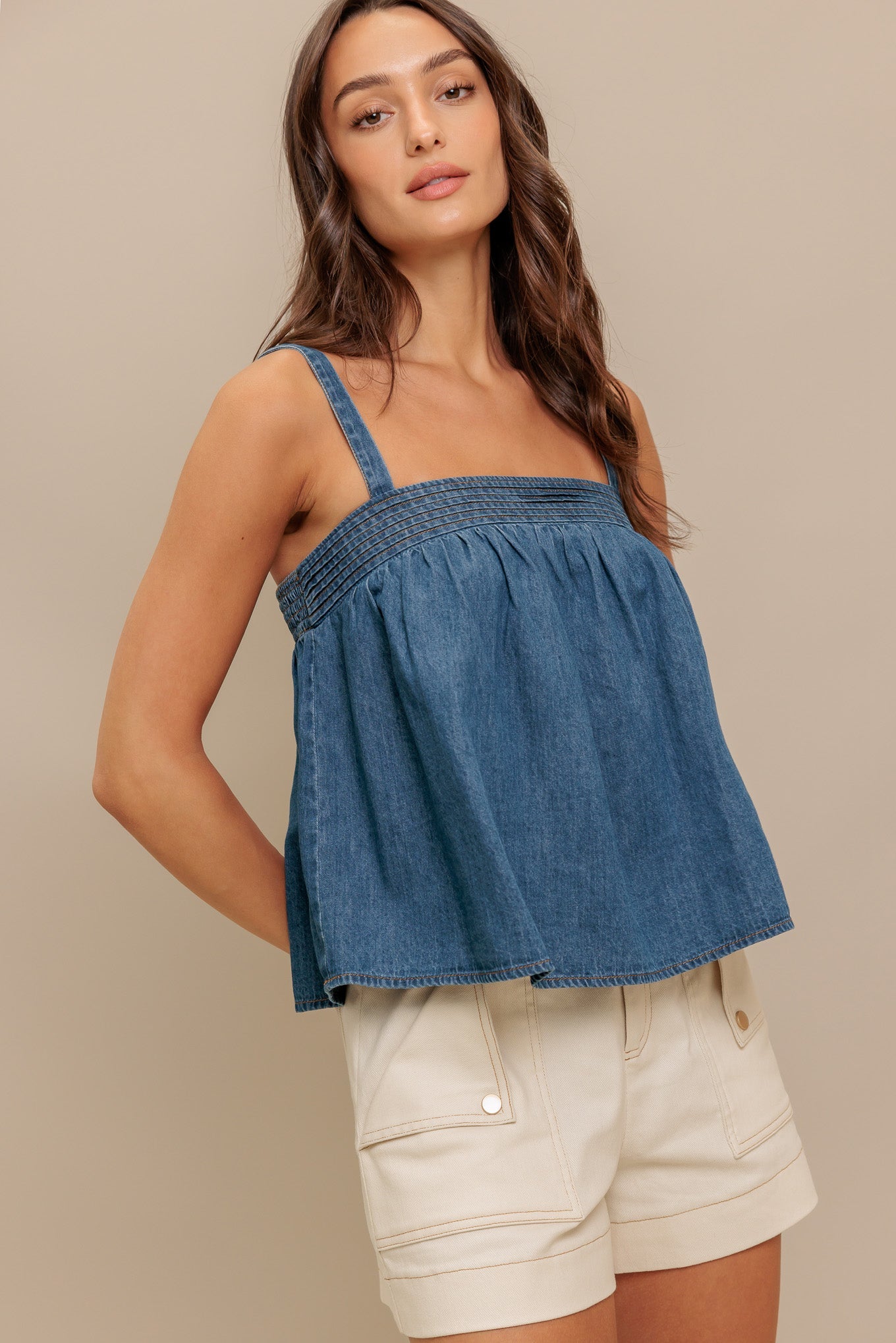 URBAN SERENITY DENIM TOP - By Baano