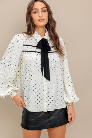ROMANCE STITCH IVORY WOVEN TOP - By Baano