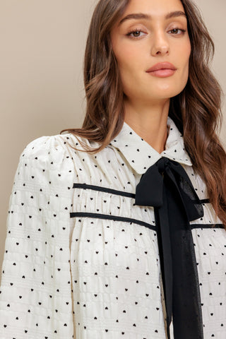 ROMANCE STITCH IVORY WOVEN TOP - By Baano