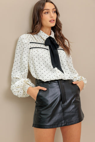 ROMANCE STITCH IVORY WOVEN TOP - By Baano