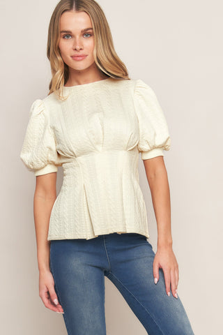 CREAM TWIST WOVEN TOP - By Baano