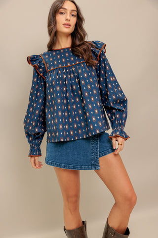 WESTERN CHARM  WOVEN TOP - By Baano