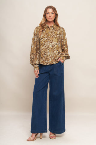 WILD LUXE TAUPE WOVEN TOP - By Baano