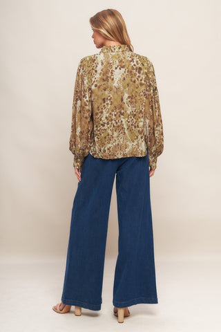 WILD LUXE TAUPE WOVEN TOP - By Baano