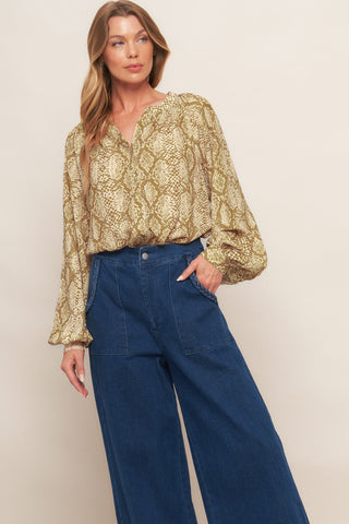 RETRO CHIC TAUPE WOVEN TOP - By Baano