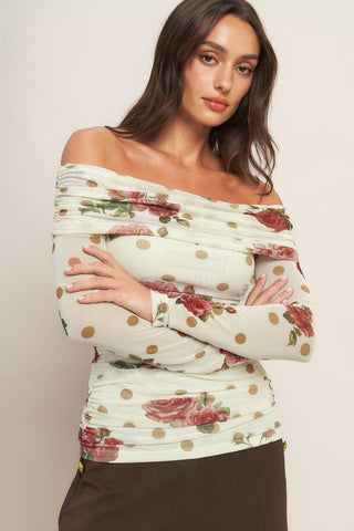 CREAM & BLOOM DELIGHT POWER MESH TOP - By Baano