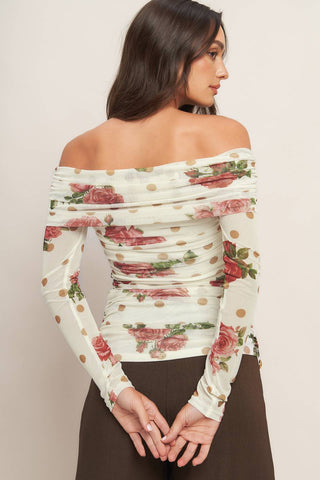 CREAM & BLOOM DELIGHT POWER MESH TOP - By Baano