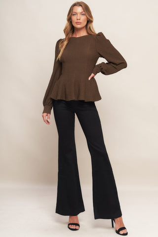 COFFEE DATE BROWN WOVEN TOP - By Baano