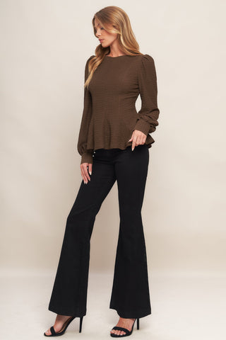 COFFEE DATE BROWN WOVEN TOP - By Baano