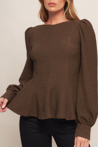 COFFEE DATE BROWN WOVEN TOP - By Baano