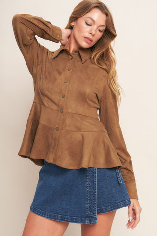 REFINED IMPRESSION FAUX SUEDE TOP - By Baano