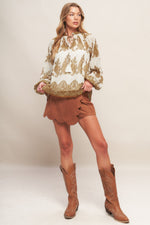 MOROCCAN SPICE IVORY WOVEN TOP - By Baano