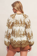 MOROCCAN SPICE IVORY WOVEN TOP - By Baano