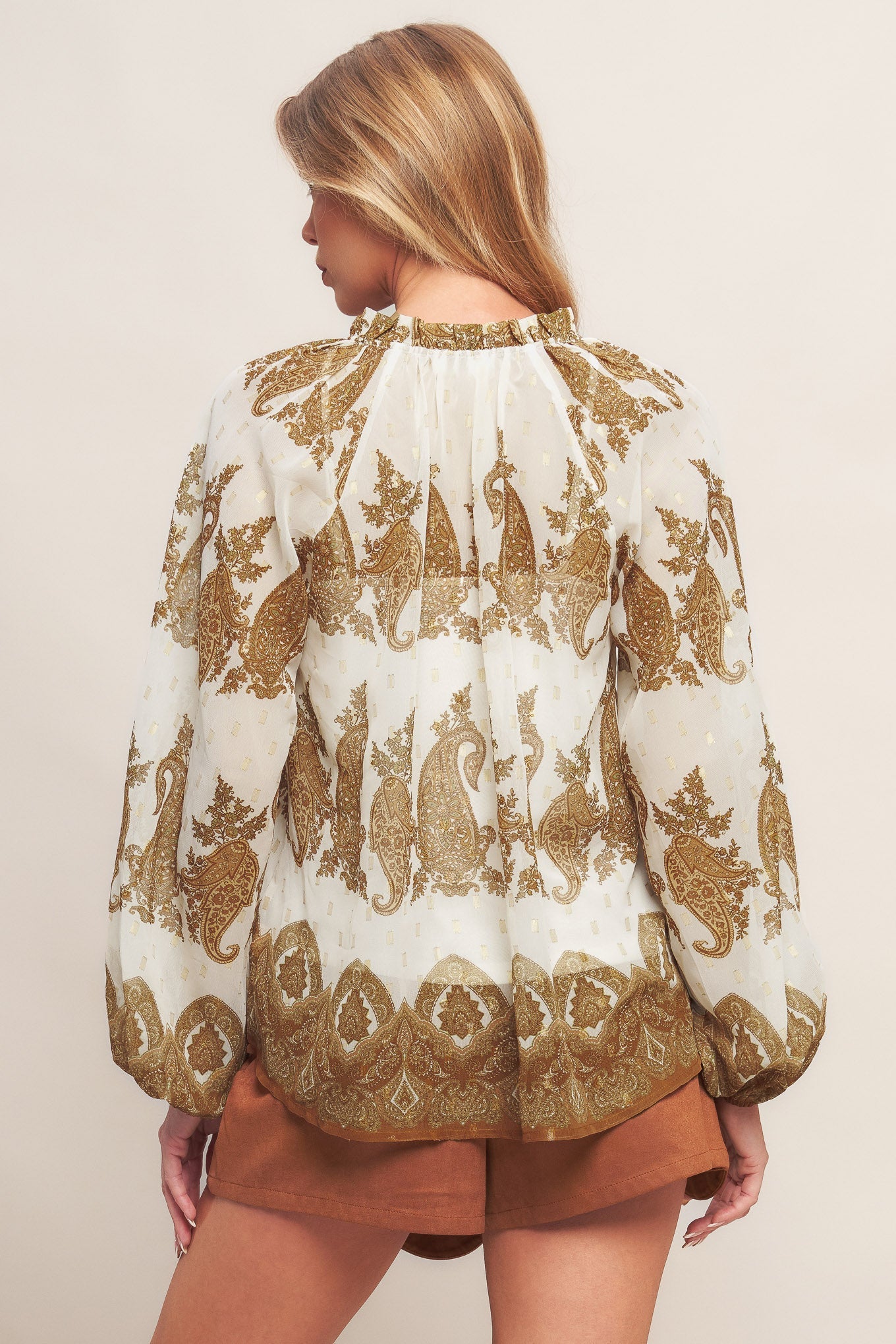 MOROCCAN SPICE IVORY WOVEN TOP - By Baano