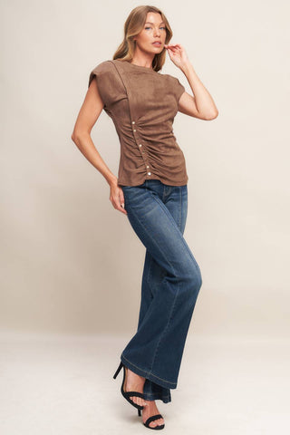 MY EVERYDAY BEST FAXU SUEDE TOP - By Baano