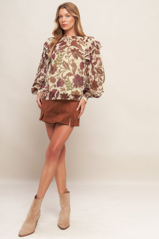 WILD BOTANICA IVORY WOVEN TOP - By Baano