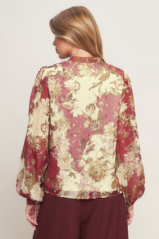 CHATEAU FLORAL WOVEN TOP Flying Tomato