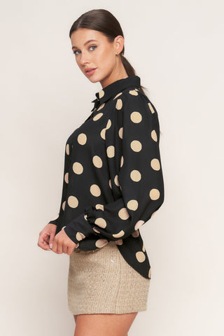 URBAN CIRCLES WOVEN TOP