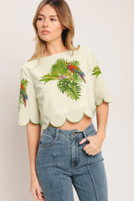 ISLAND ELEGANCE WOVEN CROP TOP