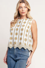 SUN-KISSED WOVEN EMBROIDERED TOP Flying Tomato