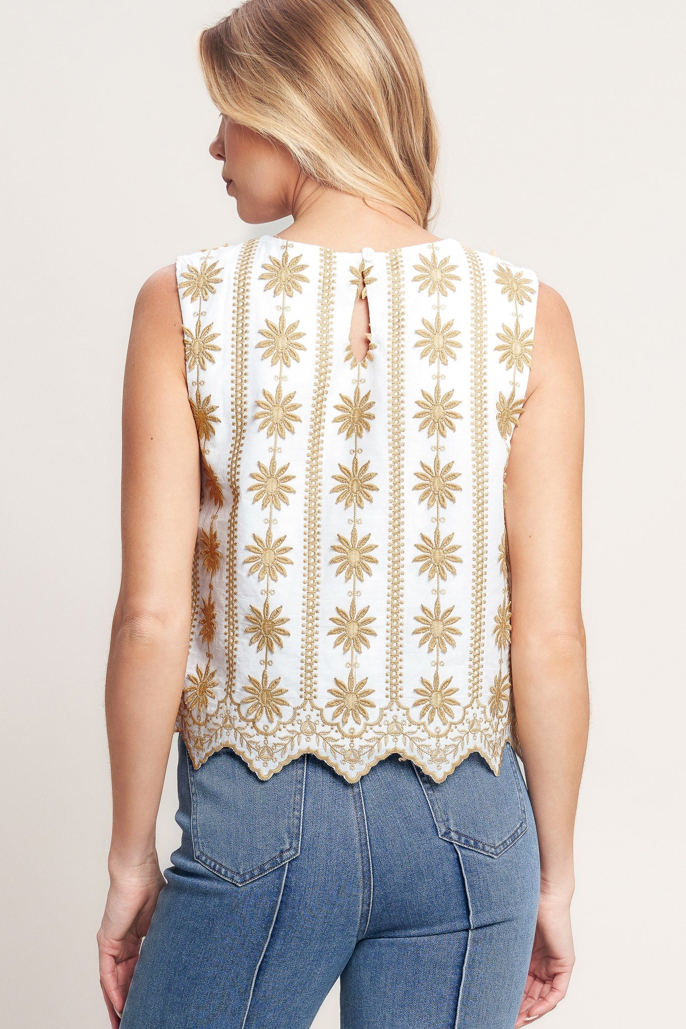 SUN-KISSED WOVEN EMBROIDERED TOP Flying Tomato