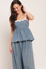 RELAXED DRAPE LIGHTWEIGHT DENIM TOP Flying Tomato