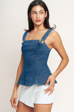 SWEET DENIM PEPLUM TOP