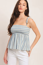 COASTAL DAY STRIP WOVEN TOP
