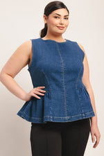 MODERN FLOUNCE DENIM TOP
