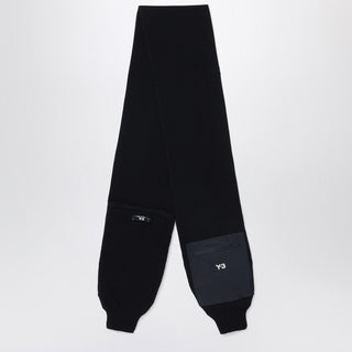 Black Wool And Nylon Scarf With Sleeves - By Baano
