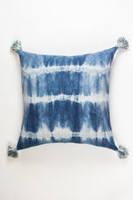 Indigo Striped Shibori Tassel Pillows