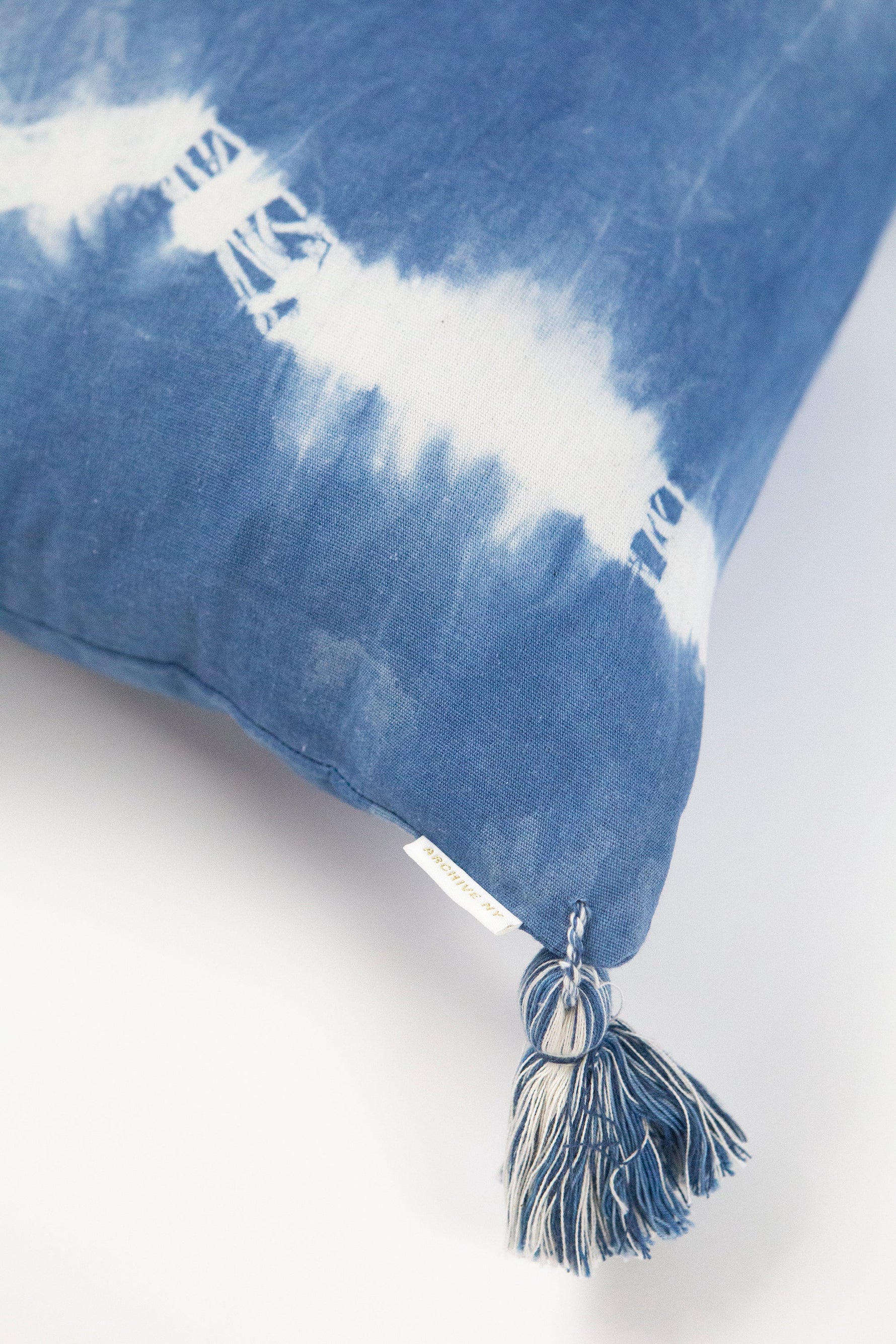 Indigo Striped Shibori Tassel Pillows