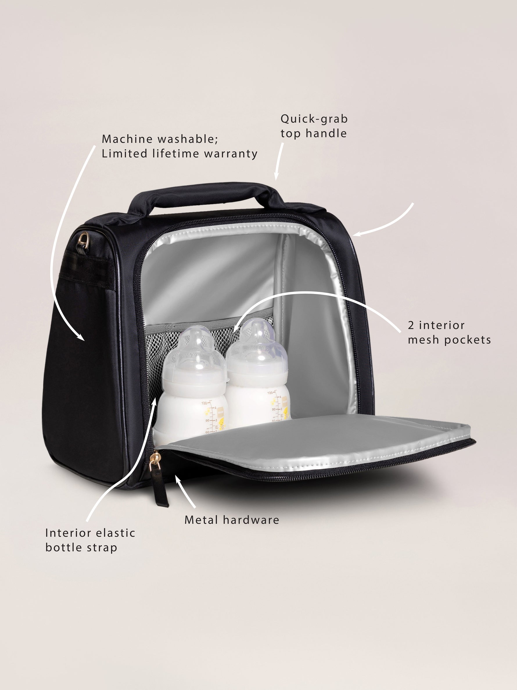 Insulated Bottle Bag - Black - By Baano