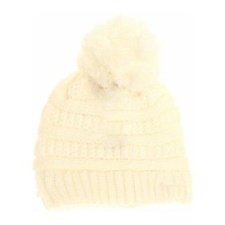 Kids Solid Pom C.C Beanies