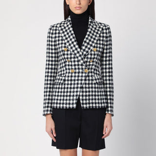 Black/white Double-breasted Checked Jacket - By Baano