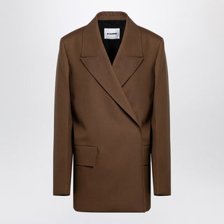 Brown Wool Double-breasted Jacket - By Baano