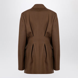 Brown Wool Double-breasted Jacket - By Baano