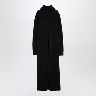 Long Black Alpaca Turtleneck Dress