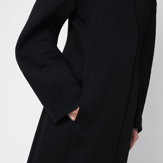 Black Double-breasted Coat In Virgin Wool