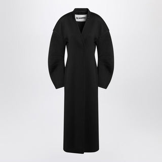 Black Double-breasted Coat In Virgin Wool - By Baano