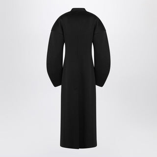 Black Double-breasted Coat In Virgin Wool - By Baano