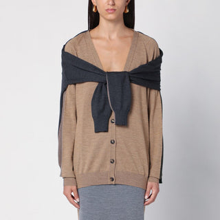 Beige/Grey Deconstructed Cardigan - By Baano
