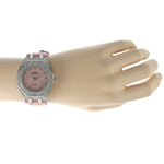Women's 37mm Pink Watch with Crystal Bezel Leather Band Peugeot Watches