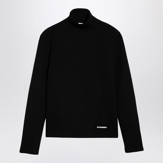 Black Turtleneck Sweater With Logo Patch - By Baano