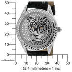 Women's Couture Silver Watch Leopard Dial Swarovski Crystal Peugeot Watches