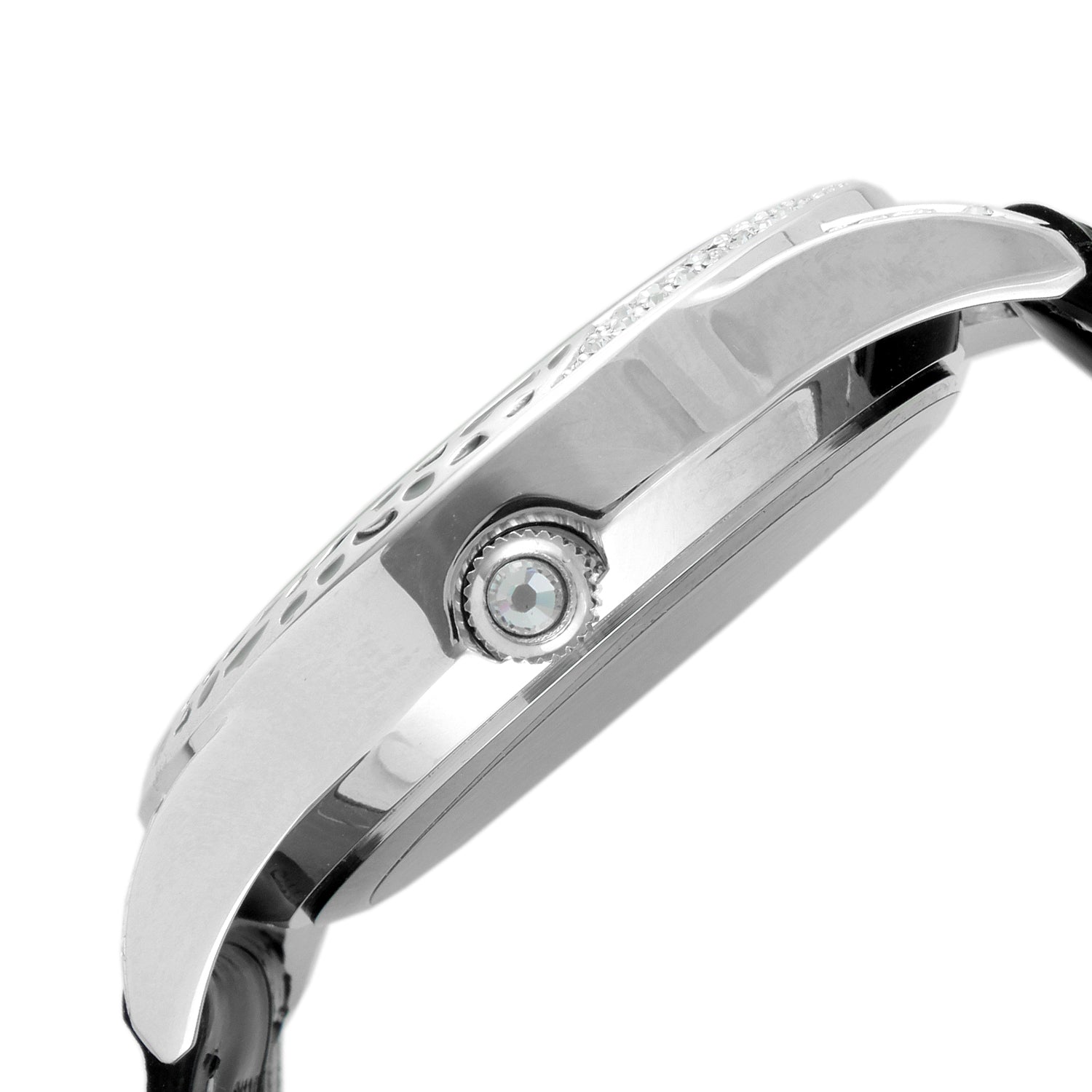 Women's Couture Silver Watch Leopard Dial Swarovski Crystal Peugeot Watches