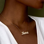 The Luxe Stone Double Plated Name Necklace