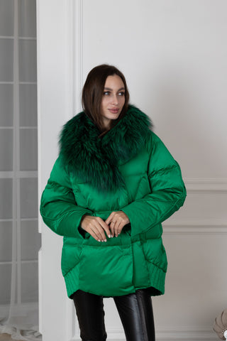 Genuine Silver Fox Premium Down Fill Coat - By Baano